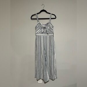 Violet Weekend Navy/Cream Stripe Cropped Jumpsuit Size 4 NEW Retro Wide Leg